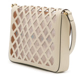 Medium Cutout Leather and Flora Canvas Traforata Flap Crossbody